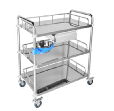 Stainless Trolley- Three shelves with one drawer