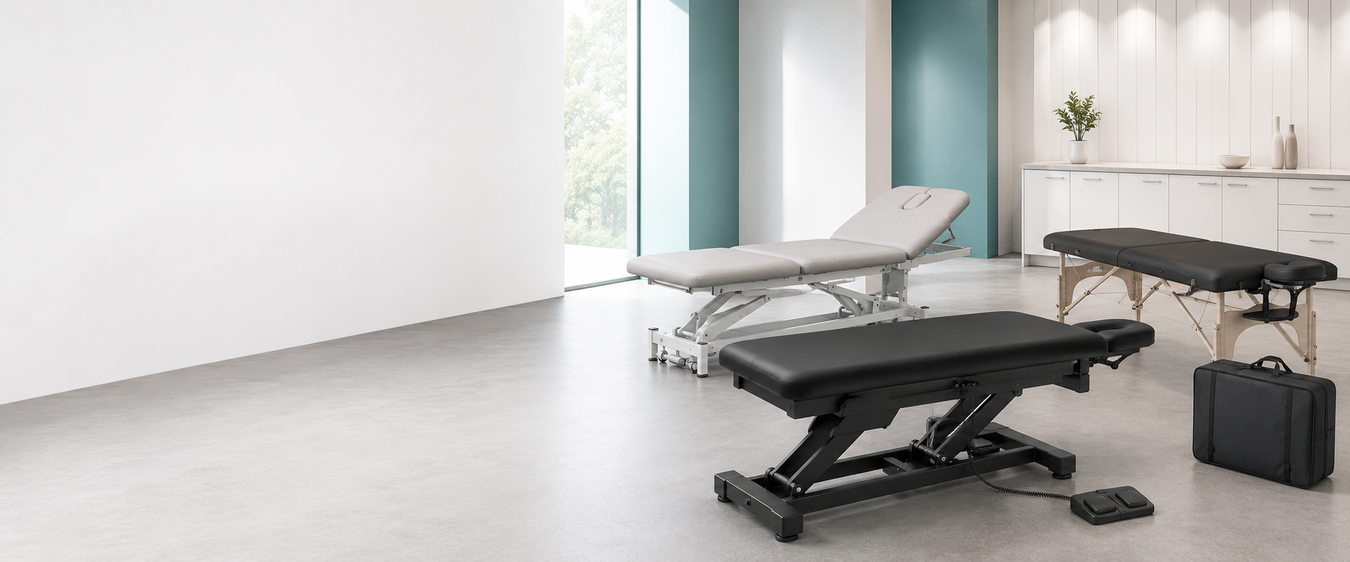 Professional electric, adjustable and portable massage tables for RMTs, physiotherapists and clinics across Canada.