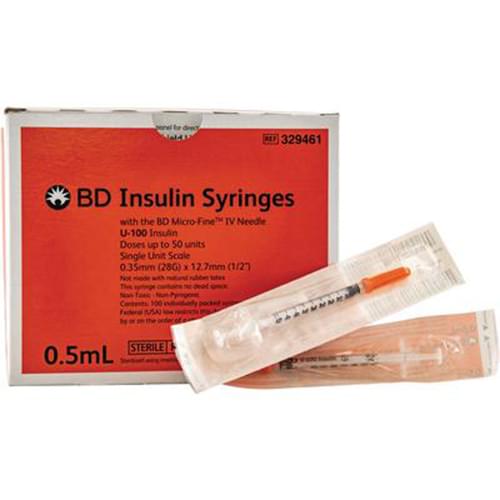 BD Lo-Dose 329461 Micro-Fine™ IV Insulin Syringes | 0.5mL | 28G x 1/2