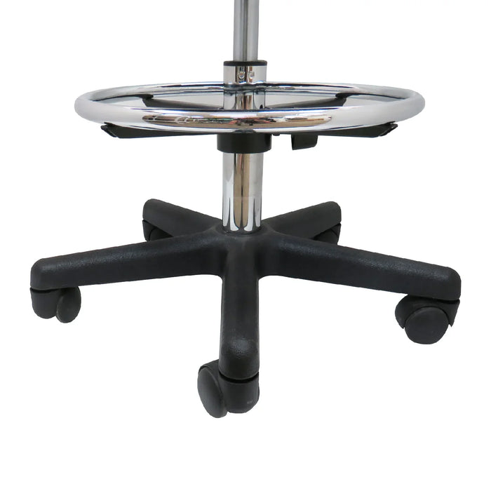 Deluxe Hydraulic Adjustable Swivel Rolling Stool w/ Backrest Black