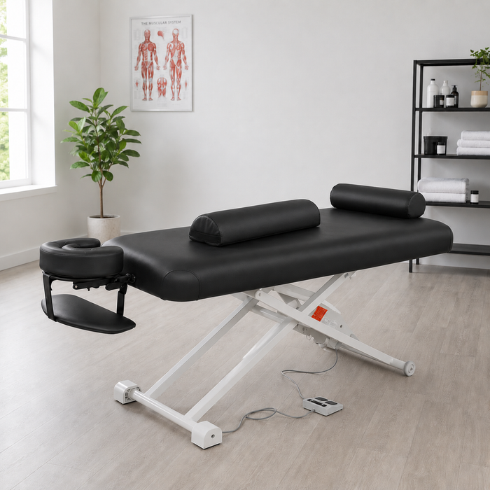 A-Lek Flat Top Electric Massage Table With Full And Half Round Jumbo Bolster