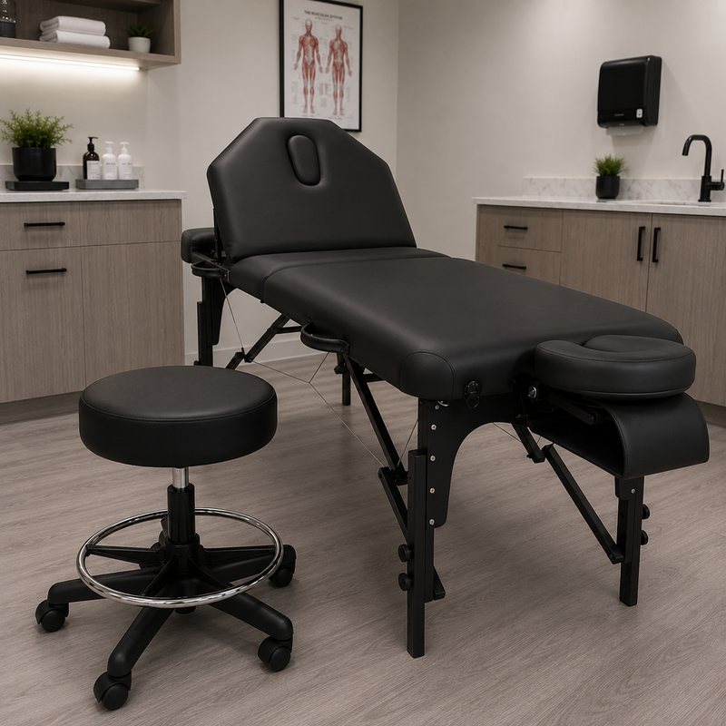 Portable folding massage table with accessories