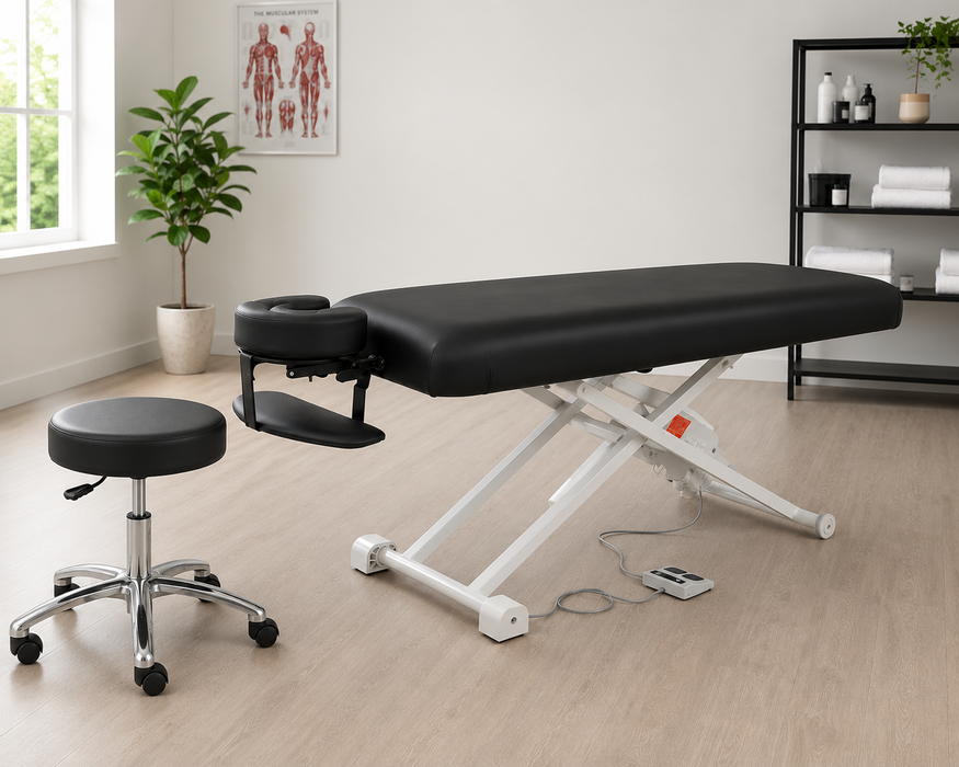 A-Lek Flat Top Electric Massage With Hydraulic Circle Stool