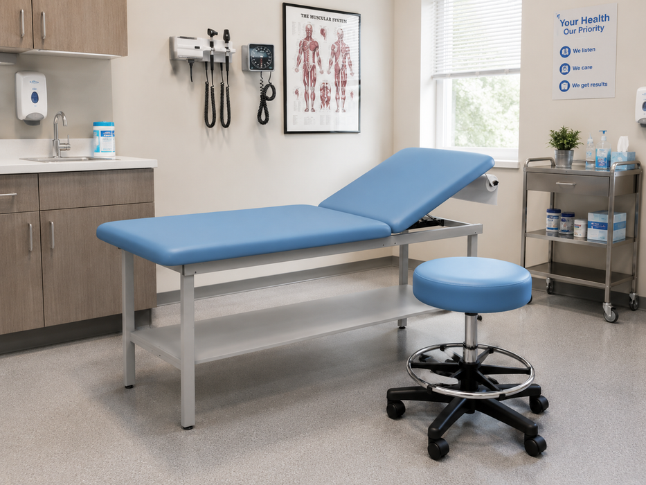 A-Lek Series Steel Stationary Treatment Table with stool
