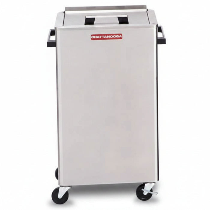 front view of the stainless steel Hydrocollator SS-2 Mobile Heating Unit, featuring smooth-rolling swivel casters for flexible, clinic-wide moist heat therapy.