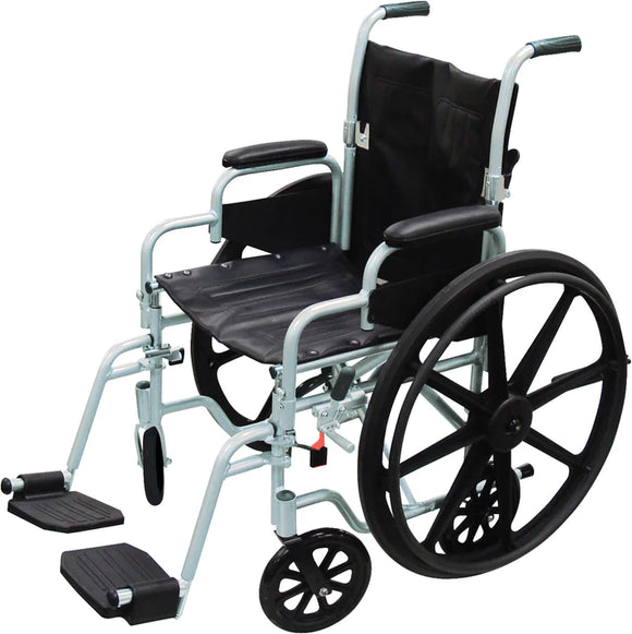 Poly Fly Light Weight Transport Chair Wheelchair with Swing away Footrest (20 inch wide seat)