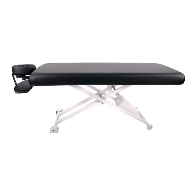 A horizontal profile of the A-Lek table showing the flat top design, suitable for massage therapy, physiotherapy, and rehabilitation.
