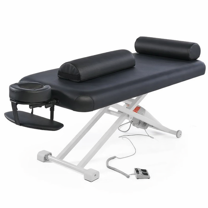 A-Lek flat top electric massage table with full and half round jumbo bolster for therapy clinics
