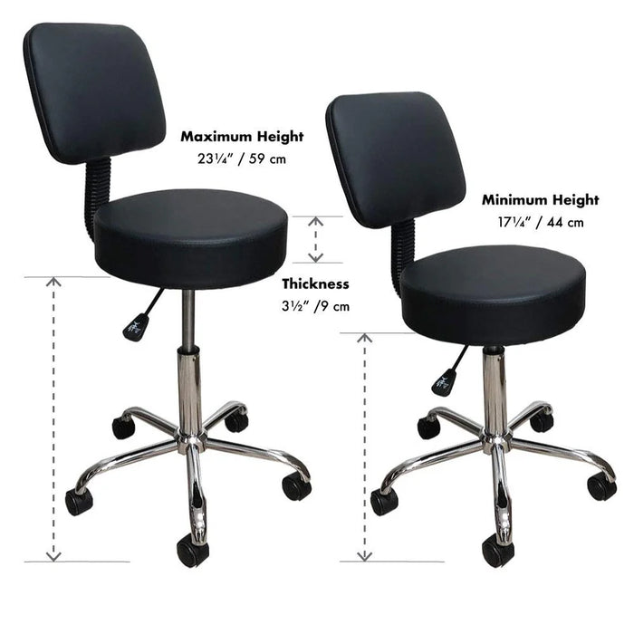 Adjustable medical stool with backrest height adjustable clinic chair Canada rolling stool for therapy and massage use