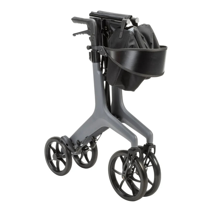 AeroCarbon Ultra-Lite rollator folded in compact position for easy transport and storage