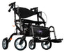 Airgo Fusion F23 rollator converted to transport chair mode with footrests deployed for assisted mobility