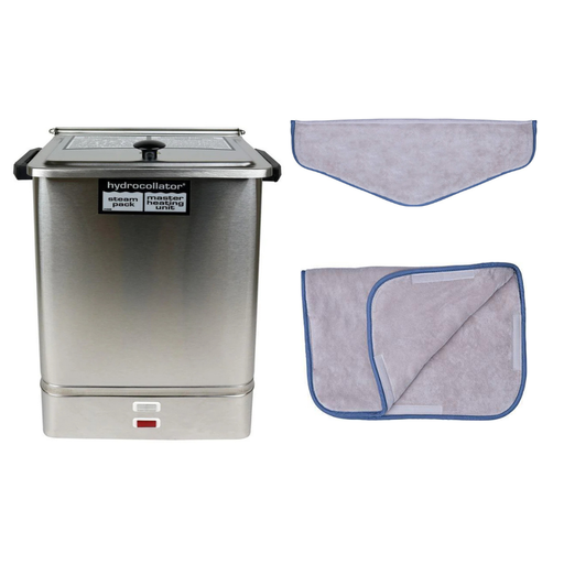 Chattanooga E-1 Hydrocollator stationary heating unit with neck and standard terry covers for moist heat therapy