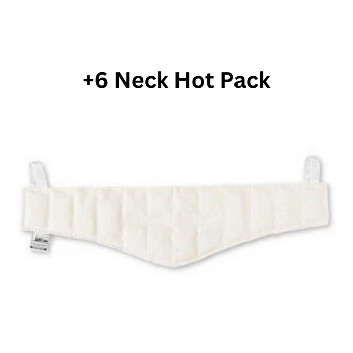 A specialized white neck contour Hot Pak, one of six included in the M2 combo for targeted cervical moist heat therapy.