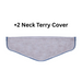 A neck-sized terry cover with blue trim, specifically designed for use with the included cervical Hot Paks.
