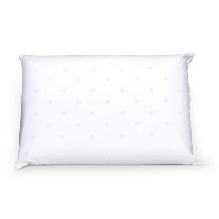 Front-facing product view of the Chiroflow Waterbase memory foam pillow with quilted white cover on a clean background