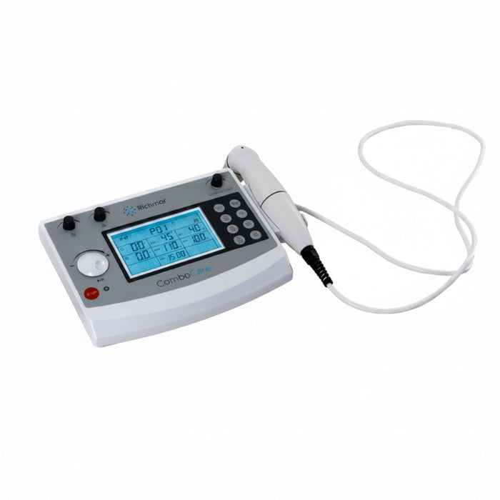 A top profile view of the ComboCare unit, highlighting the ergonomic design and integrated applicator holder for professional use.