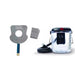 The DonJoy IceMan CLEAR3 unit connected to a universal Knee cold therapy pad, illustrating the plug-and-play operation for post-op recovery.