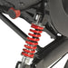 Close-up of Drive Nitro HD rollator rear coil spring suspension system for smooth ride on rough surfaces