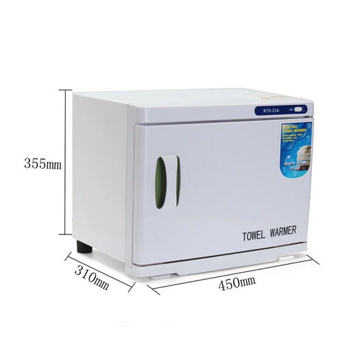 Electric towel warmer cabinet RTD 23A with dimensions shown clinic spa equipment Canada towel sterilizer unit