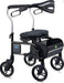 Black Evolution Trillium Series Type 2 rollator walker with quilted padded seat and underseat basket