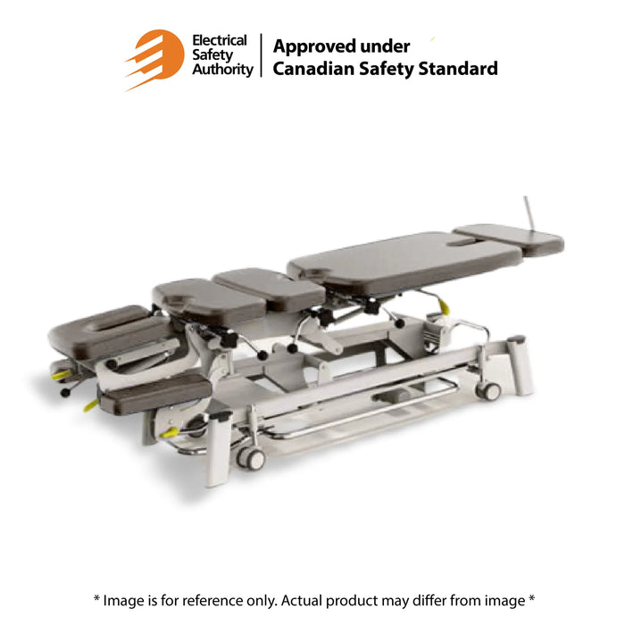 FA380-01 multi-section chiropractic treatment table with Electrical Safety Authority Canadian Safety Standard approval