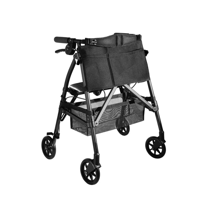 Lightweight rollator walker with seat and storage basket for seniors mobility support Canada black