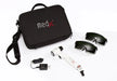 Med-X LCS450 cold laser therapy device complete package including black carrying case, two pairs of protective safety glasses, the laser device, and power adapter, from Therapy Supply