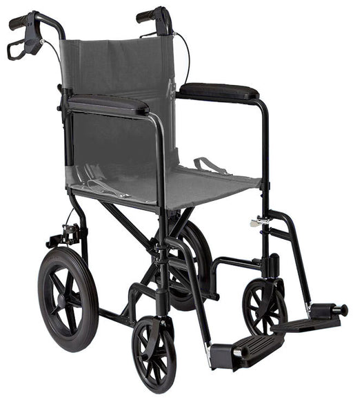 MOBB lightweight folding transport chair wheelchair 26 lb with 300 lb capacity and 12 inch rear wheels