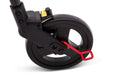 Nexus 3 rollator curb climber red lever attachment installed on the rear wheel for stair access