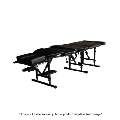 The Portable Chiropractic Drop Table 180 Series in black, featuring a 450 lb loading capacity and a lightweight 50 lb design for mobile practitioners.