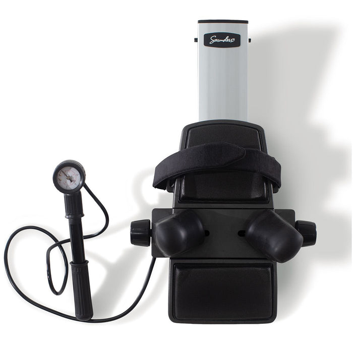 Saunders Cervical Home Traction System with black and white pump and pressure gauge for at-home neck traction therapy