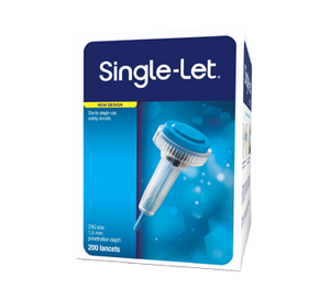 Single Let Sterile Single-Use Safety Lancets, 200 units