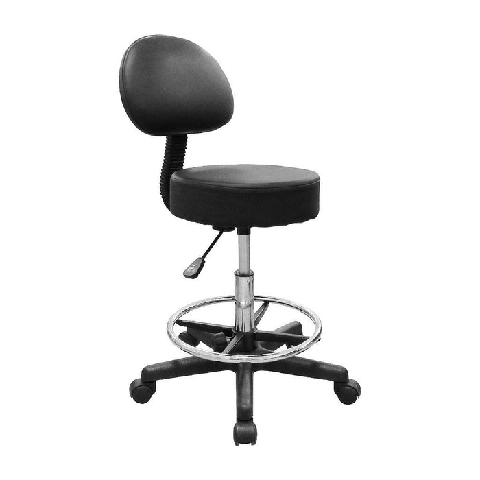 Deluxe Hydraulic Adjustable Swivel Rolling Stool w/ Backrest Black
