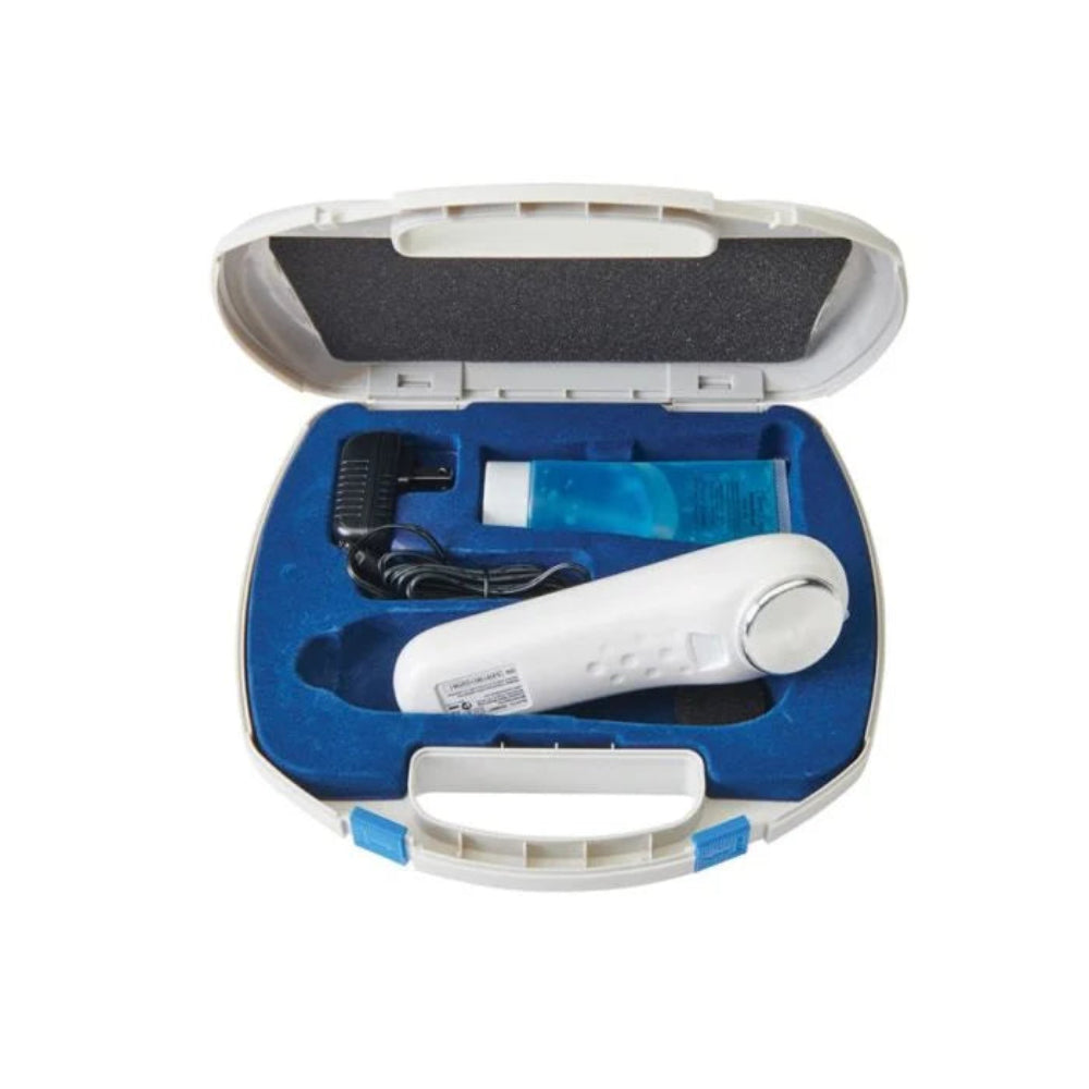 US 1000 therapeutic ultrasound device with included gel adapter and carrying case