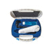 A detailed view of the US 1000 3rd Edition ultrasound unit stored within its compact blue carrying case with accessories.