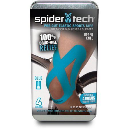 SpiderTech  Upper Knee Spider Pre-Cut Elastic Sports Tape, Blue, 4 count