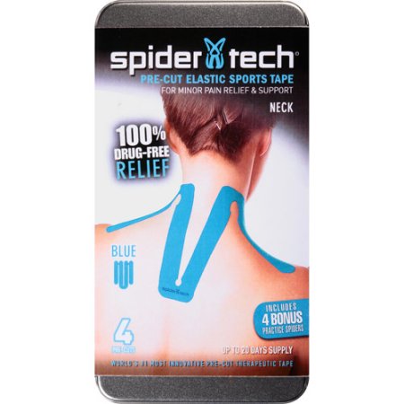 Spider Tech Kinesiology Tape Pre-Cut Neck, 4-Pack, Blue