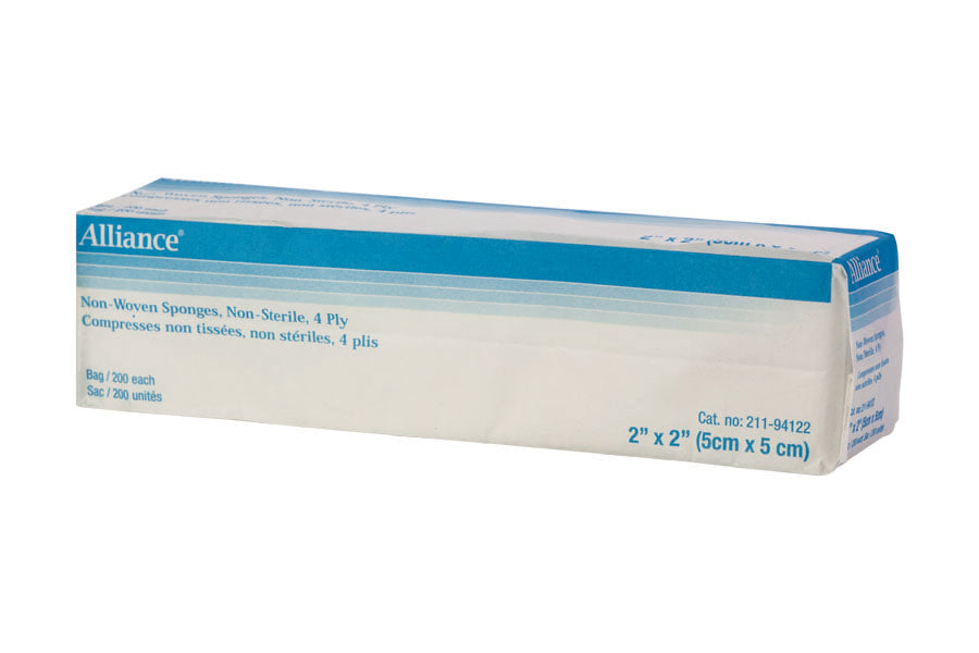 Gauze Sponge Non-woven 4 Ply Non-sterile 2"x2"  4000/Case