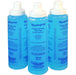 Standalone view of the three 250ml bottles of blue multi-purpose ultrasound lotion gel included in the bundle, formulated to ensure optimal sound wave transmission during deep heat therapy.