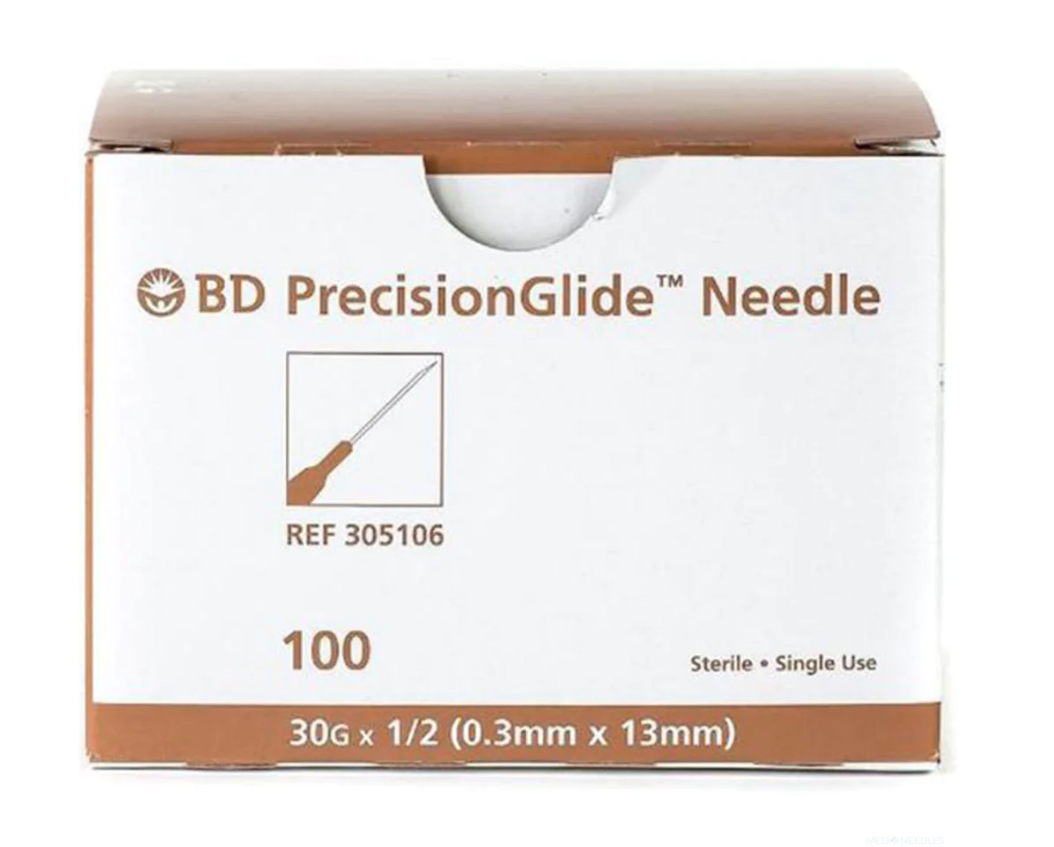 BD 305106 PrecisionGlide Needle, 30G x 1/2