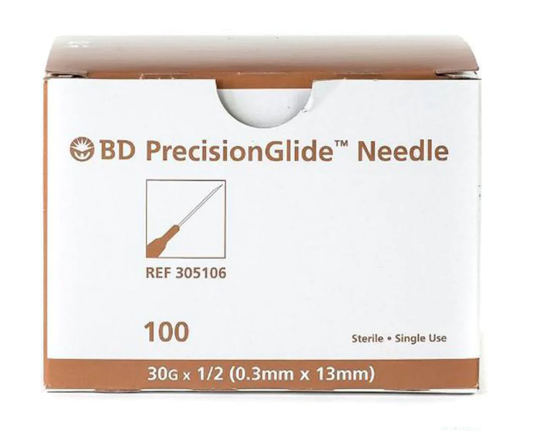 Regular Needle BD 305106 PrecisionGlide Needle, 30G x 1/2