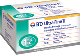 BD 320469 Seringues à insuline Ultra-Fine™ - 1 ml | 30G x 5/16"| 8mm| 100 par boîte