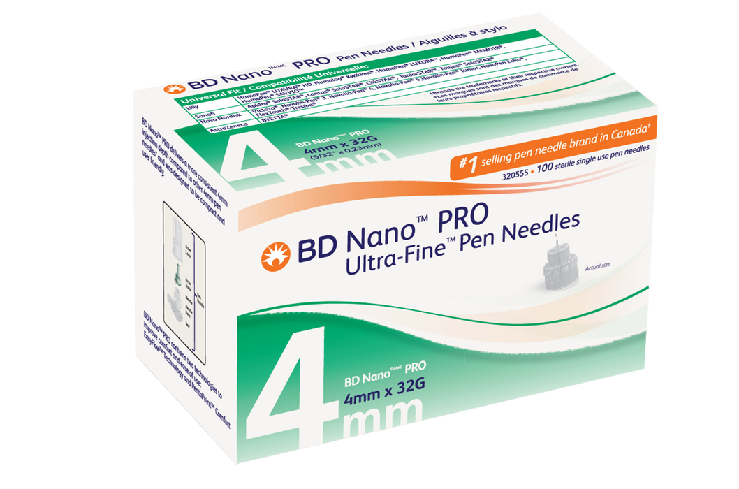 BD 320555 Nano PRO Ultra-Fine Pen Needles 4mm x 32G Box/100