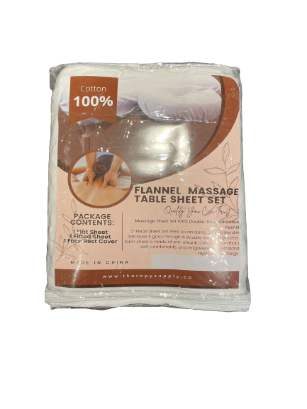 Flannel 3 Piece Massage Table Set - White