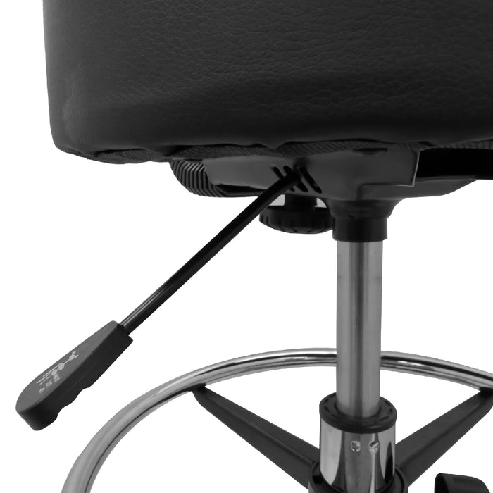 Deluxe Hydraulic Adjustable Swivel Rolling Stool w/ Backrest Black