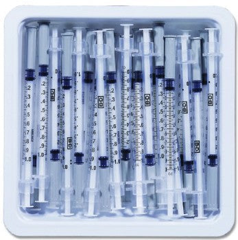 BD Allergy 305535 - Seringue de 0,5 ml avec aiguille fixée en permanence 27 G x 1-2 po. Stérile, à usage unique - 100 par boîte