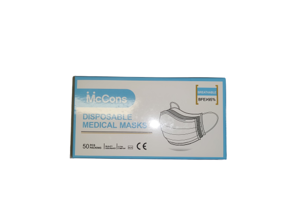 DISPOSABLE PLEATED FACE MASK 3 LAYERS 50/BOX (1 BOX)