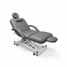 Angled view of the AD Series 4 Section Electrical Hi-Lo Massage Table in black, showcasing its multi-section contoured design and sturdy white metal frame for professional therapeutic use.