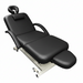 Side profile view of the black AD Series electric massage table in a flat position, highlighting the adjustable sections for head, waist, and leg support.
