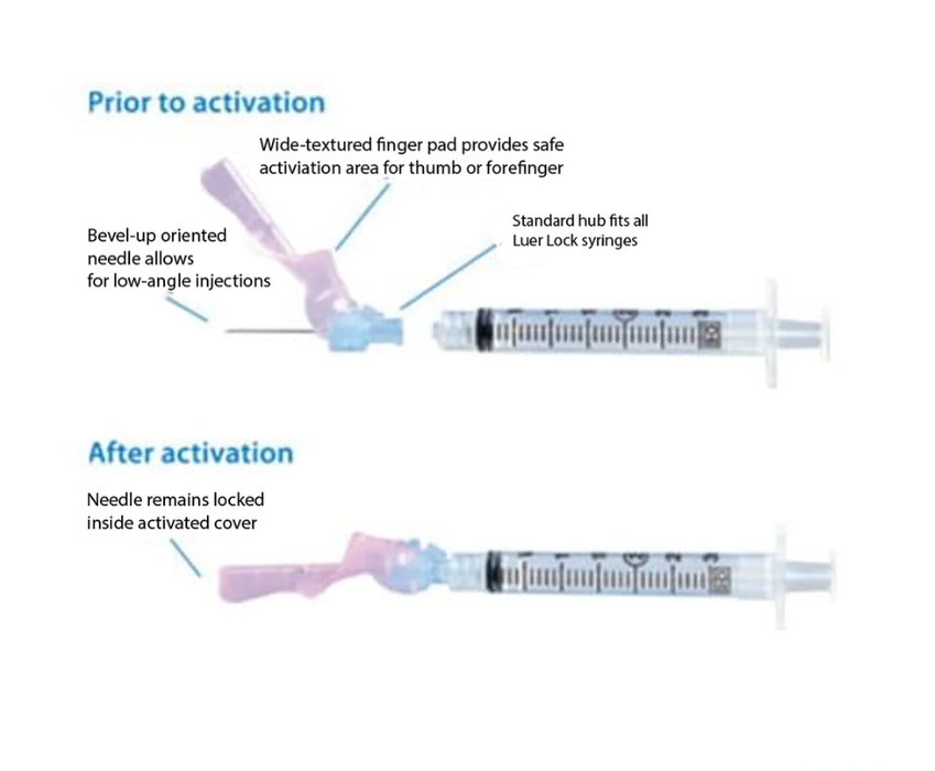 BD 305763 Eclipse™ Hypodermic Safety Needle Only | 22G x 1 1/2" - Box of 100